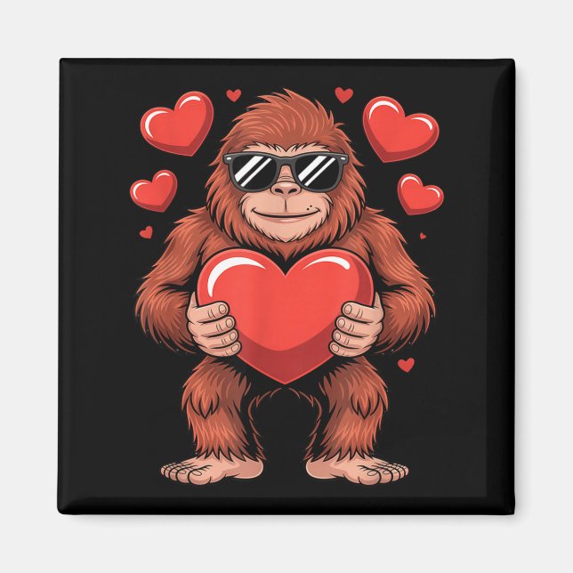 Sasquatch Valentine's Day - Bigfoot Heart Sungles  Magnet (Vorne)