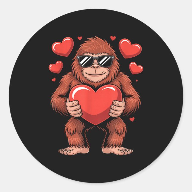 Sasquatch Valentine's Day - Bigfoot Heart Sungles  Runder Aufkleber (Vorderseite)