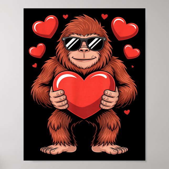 Sasquatch Valentinstag - Bigfoot Herz Singles  Poster (Vorne)