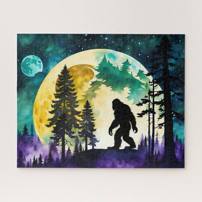 Sasquatch Vollmond auf dem Berg Puzzle (Horizontal)