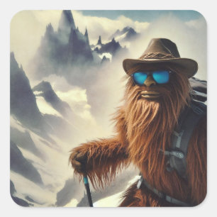 Sasquatch Wandern Quadratischer Aufkleber