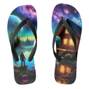 Sasquatch Watching Nebel auf einem fernen Planeten Flip Flops
