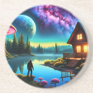 Sasquatch Watching Nebel auf einem fernen Planeten Getränkeuntersetzer