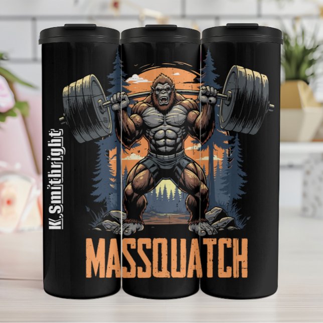 Sasquatch Weightlifter Massquatch Graphic Thermosbecher (Von Creator hochgeladen)