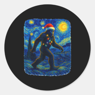 Sasquatch Weihnachten Bigfoot Santa Hut Van Gogh S Runder Aufkleber