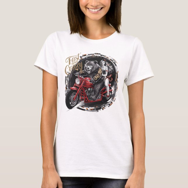 Sasquatch Yeti bigfoot auf einem Motorrad T-Shirt (Vorderseite)