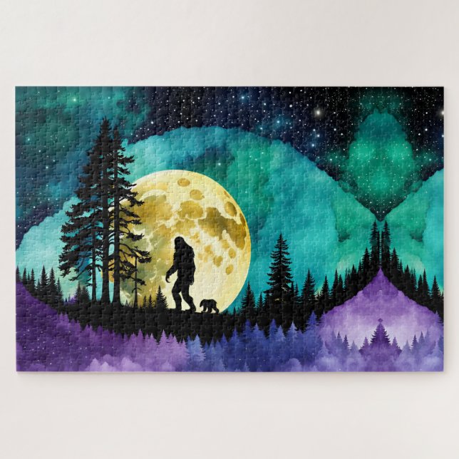 Sasquatch zu Fuß mit Haustier Bear cub Puzzle (Horizontal)