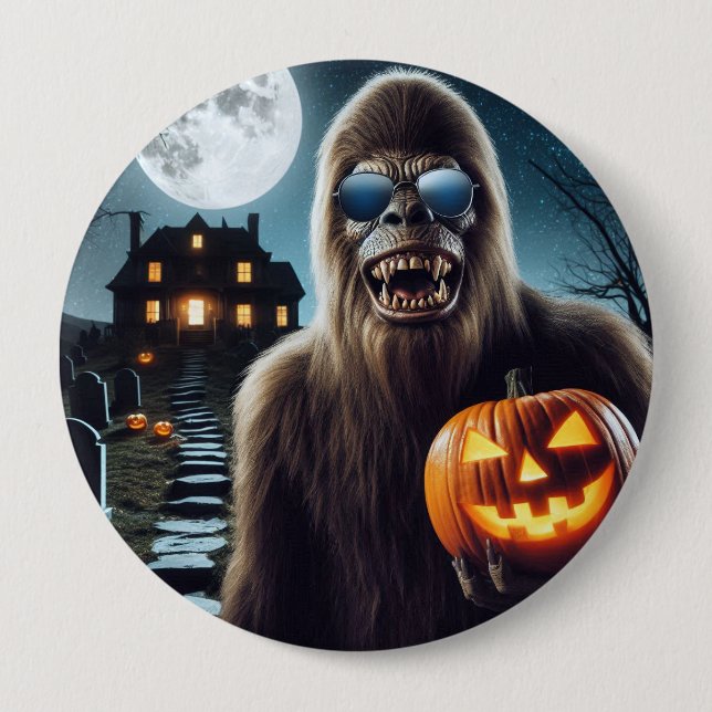 Sasquatch zu Halloween Button (Vorderseite)