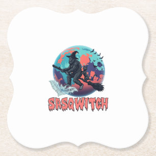 Sasqwitch Bigfoot Hexen Besen Schwarze Katze Mond Untersetzer