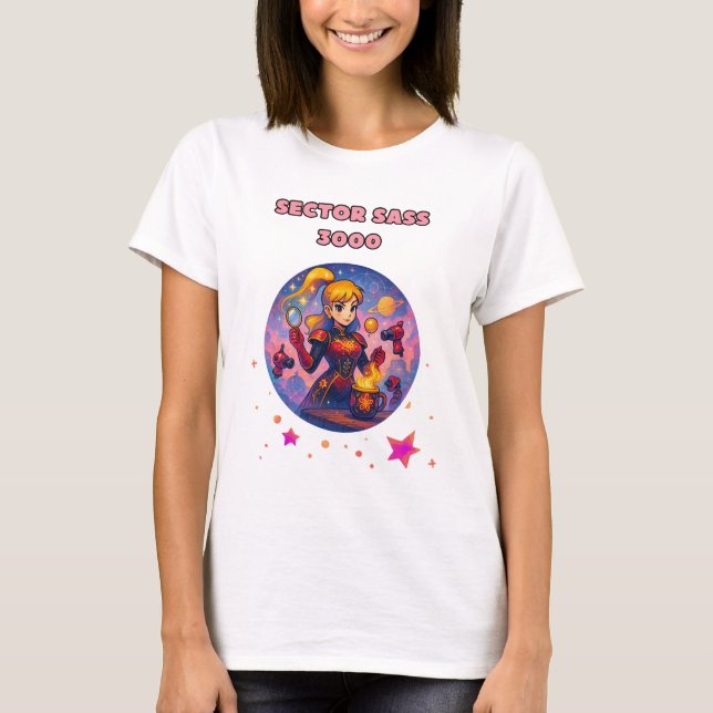 Sass Space Girl Shirt mit niedlichen Farben (Vorderseite)