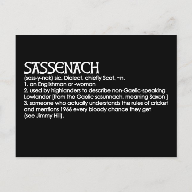 Sassenach Postkarte (Vorderseite)
