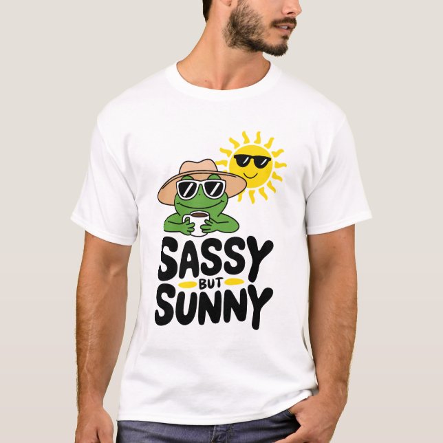 Sassenes, aber sonniges Froschdesign - Funny Summe T-Shirt (Vorderseite)