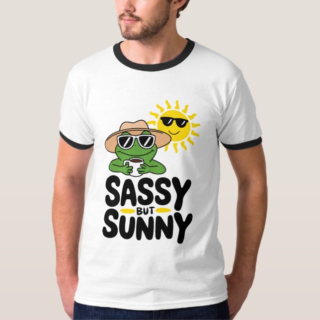 Sassenes, aber sonniges Froschdesign - Funny Summe T-Shirt (Vorderseite)