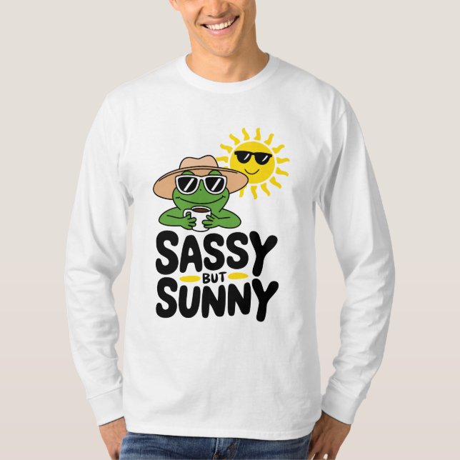 Sassenes, aber sonniges Froschdesign - Funny Summe T-Shirt (Vorderseite)