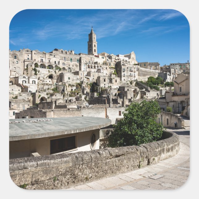 Sassi di Matera Altstadt Quadratischer Aufkleber (Vorderseite)