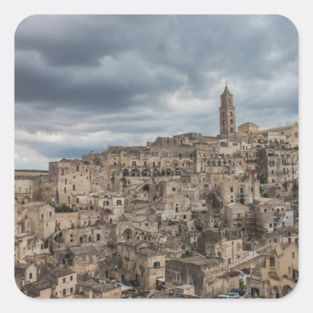 Sassi di Matera, Italien Quadratischer Aufkleber (Vorderseite)