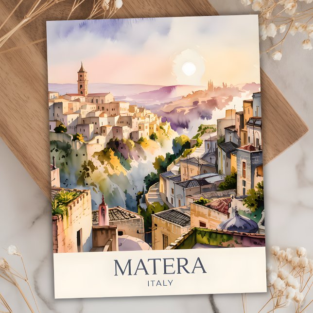 Sassi di Matera Reisen Italien Höhle Stadt Benutze Postkarte (Matera Italy Watercolor Postcard)