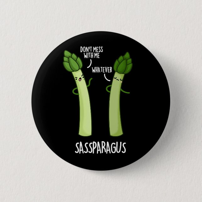 Sassparagus Funny Asparagus Gemüsepuppe Dark BG Button (Vorderseite)