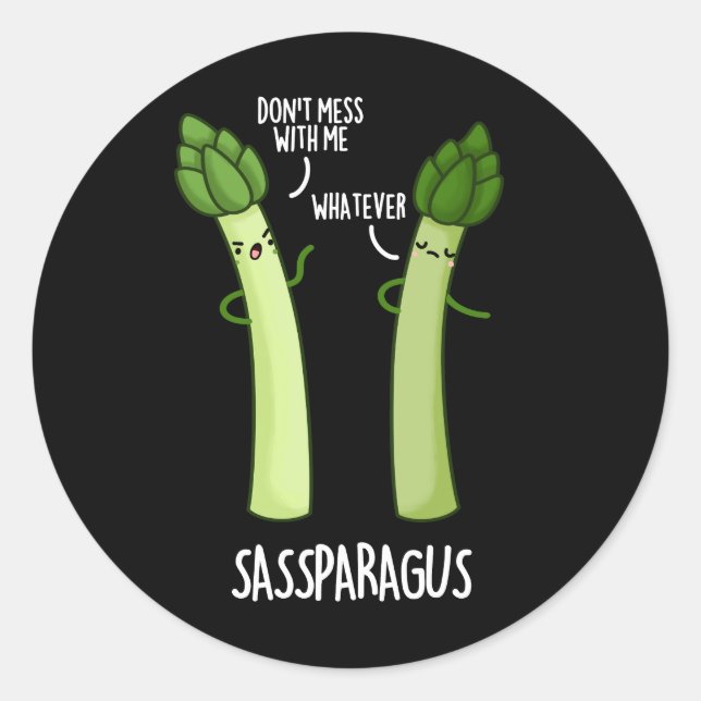 Sassparagus Funny Asparagus Gemüsepuppe Dark BG Runder Aufkleber (Vorderseite)