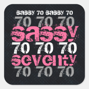 Sassy 70 Geburtstag Black Silver Pink Party Quadratischer Aufkleber