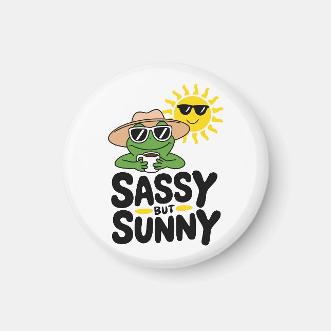 Sassy aber Sunny Frog Design - Funny Summer Magnet (Vorne)