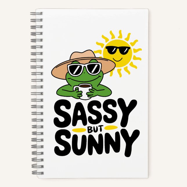 Sassy aber Sunny Frog Design - Funny Summer Notizbuch (Vorderseite)