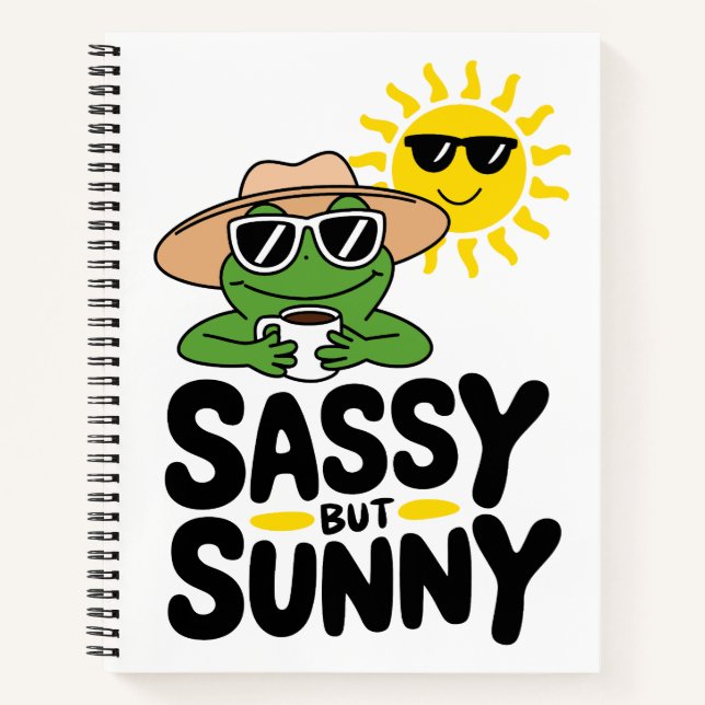Sassy aber Sunny Frog Design - Funny Summer Notizbuch (Vorderseite)