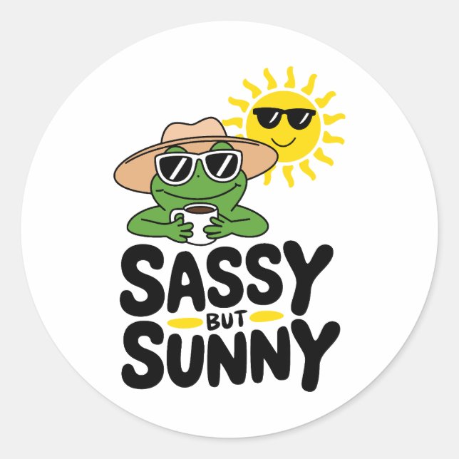 Sassy aber Sunny Frog Design - Funny Summer Runder Aufkleber (Vorderseite)
