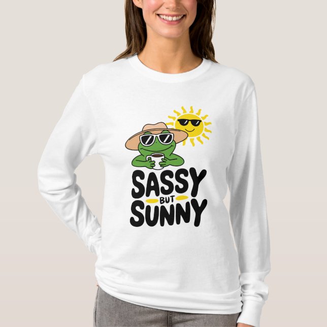 Sassy aber Sunny Frog Design - Funny Summer Women T-Shirt (Vorderseite)