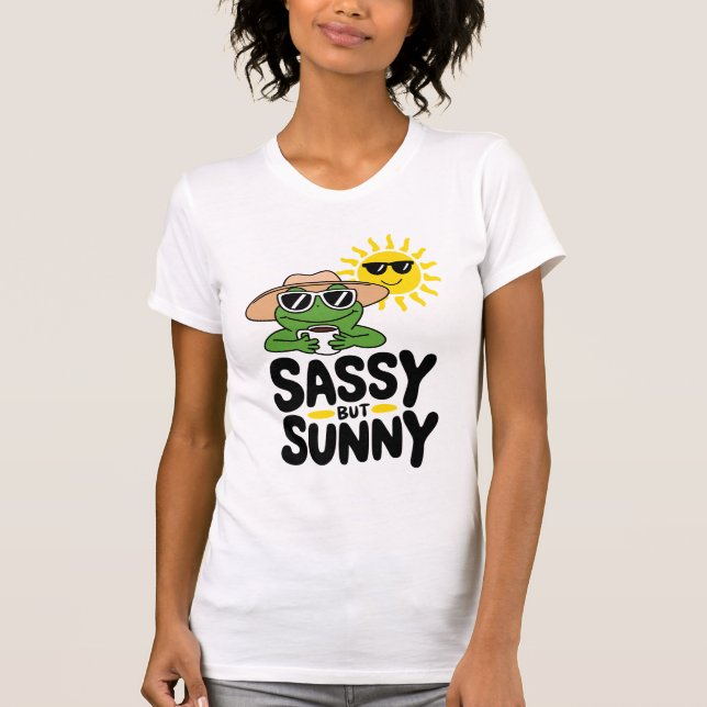 Sassy aber Sunny Frog Design - Funny Summer Women T-Shirt (Vorderseite)