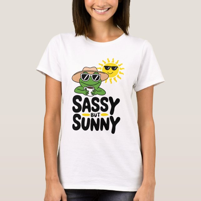 Sassy aber Sunny Frog Design - Funny Summer Women T-Shirt (Vorderseite)