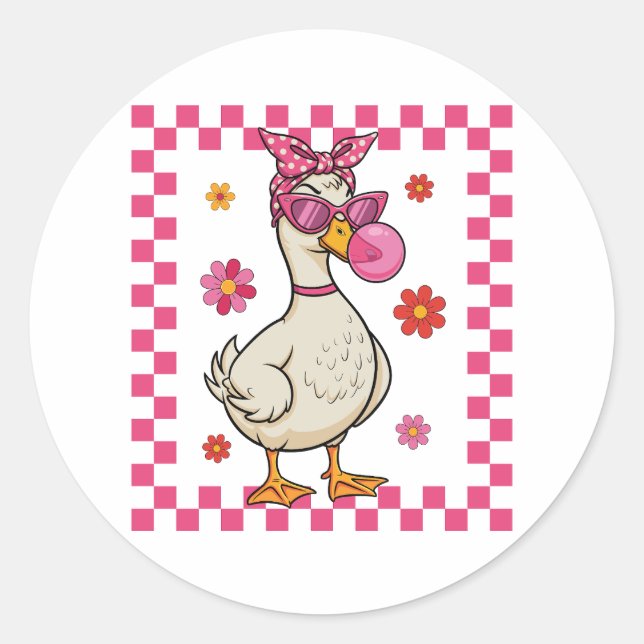 Sassy & Albern Gans Runder Aufkleber (Vorderseite)