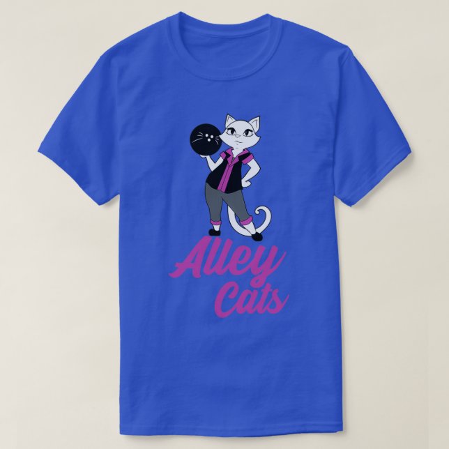 Sassy Alley Cat Bowling Team Backside Print Girls T-Shirt (Design vorne)