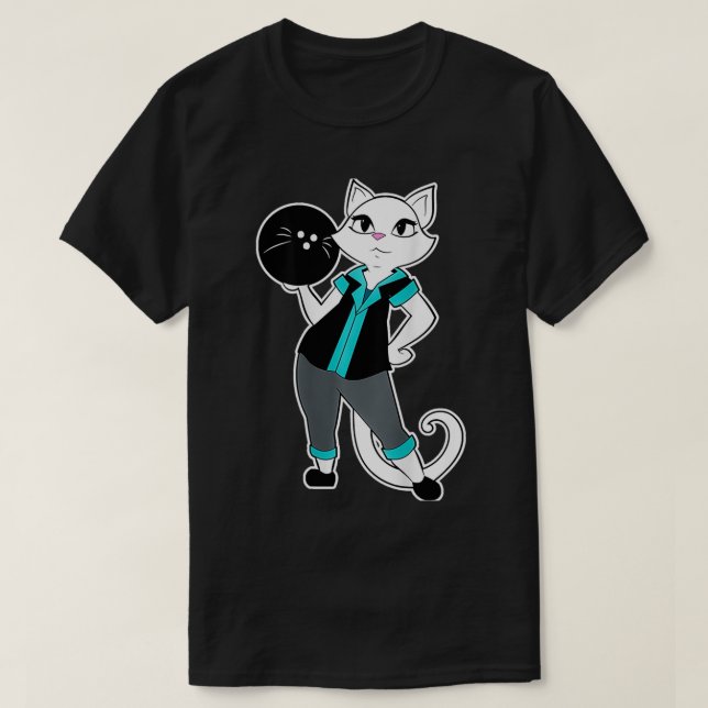 Sassy Alley Cat Bowling Team Backside T T-Shirt (Design vorne)