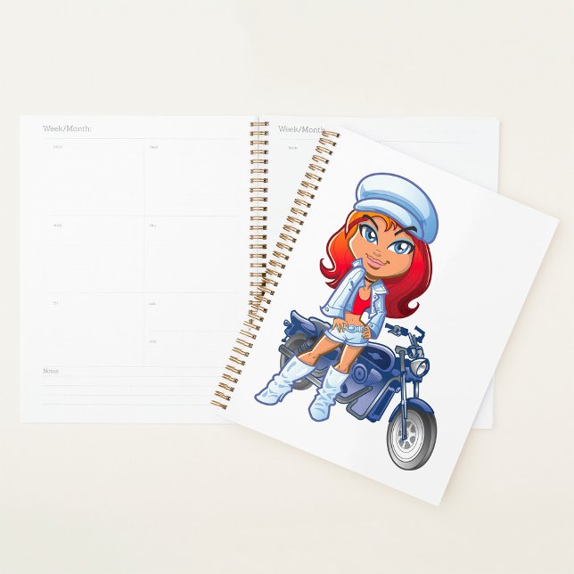 Sassy Biker Girl mit Rotem Haar und Motorrad Planer (Von Creator hochgeladen)