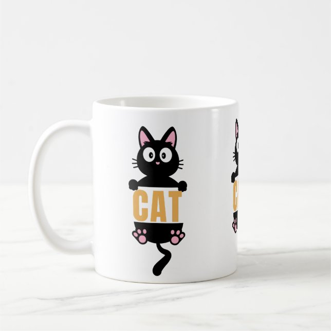 Sassy Black Cat, Black Cat Tasse, Cat Lover Gift,  Kaffeetasse (Links)