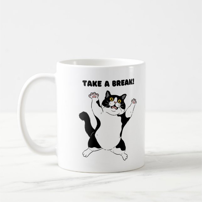 Sassy Black Cat Coffee Mug – Take a Break Reminder Kaffeetasse (Links)