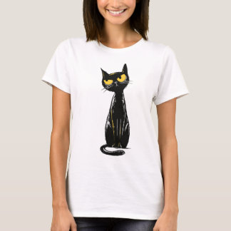 Sassy Black Cat - Mürrische gelbe Augen Illustrati T-Shirt