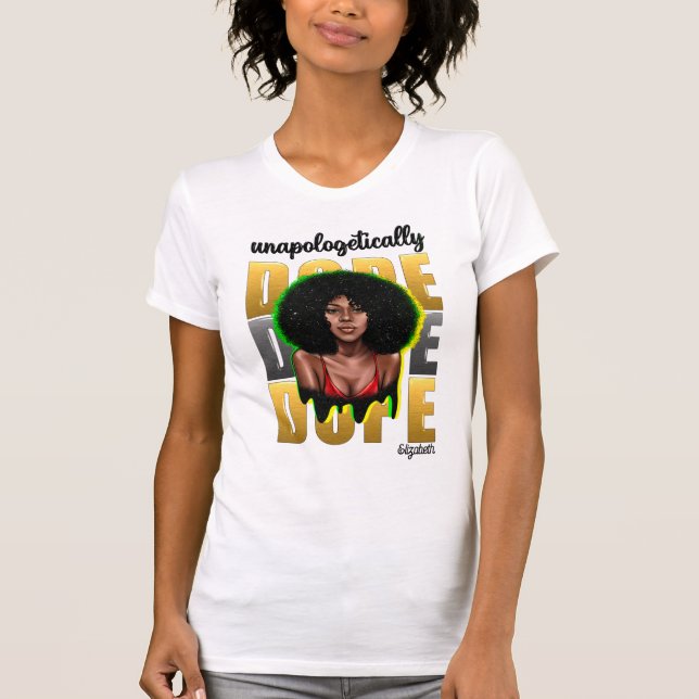 Sassy Black Diva mit Moderner Eleganz T-Shirt (Vorderseite)