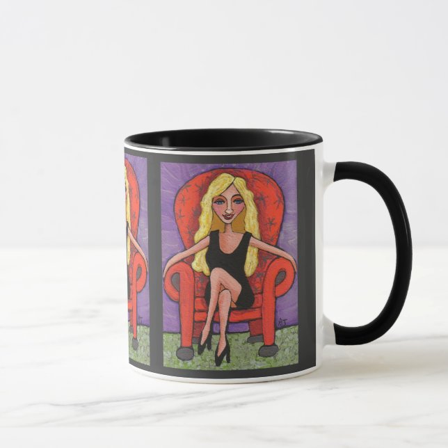 Sassy blonder u. roter Stuhl - Tasse (Rechts)