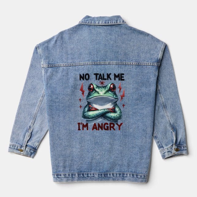 Sassy Bold Ich bin wütend Frog Graphic Quote Jeansjacke (Rückseite)