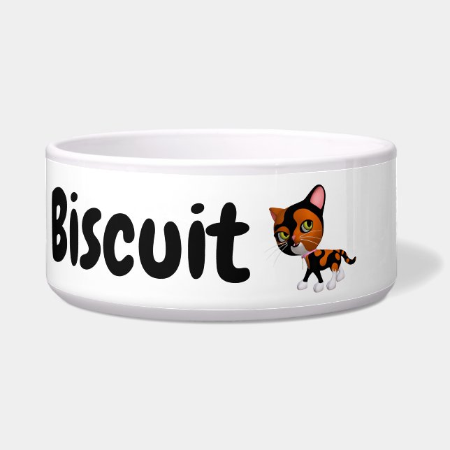 Sassy Calico Cat Keramik Pet Bowl Napf (Vorderseite)