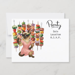 Sassy Cat Selfie an der Party Einladung Postkarte