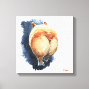 Sassy Corgi Hintern Canvas Print 12" x 12" Leinwanddruck