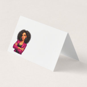 Sassy Curly Woman Clipart Visitenkarten