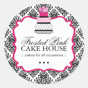 Sassy Damask Cake - Verpackungsaufkleber Runder Aufkleber