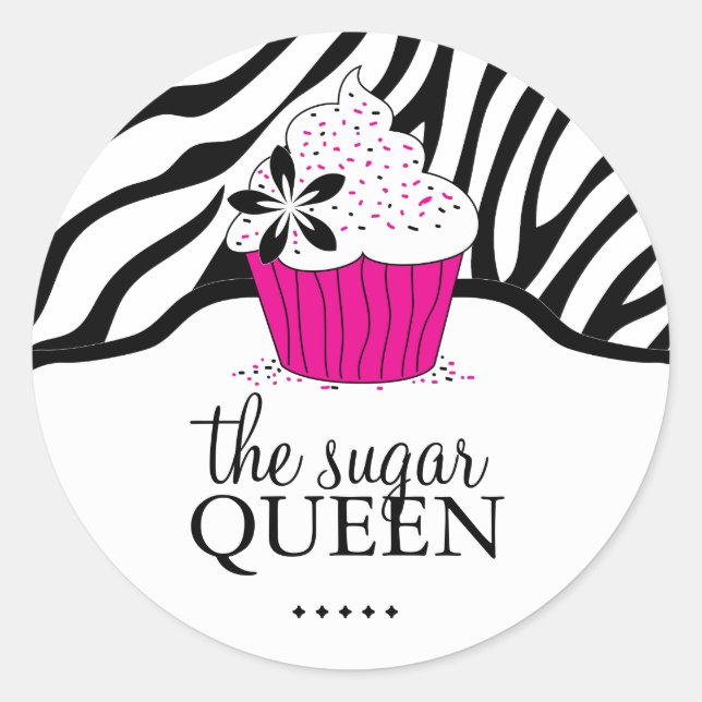 Sassy Decorative Zebra Streifen Bäckereikleber Runder Aufkleber (Vorderseite)