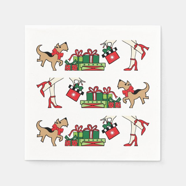 Sassy Dog 3 Row Holiday Paper Napkin Serviette (Vorderseite)