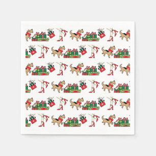 Sassy Dog Holiday Paper Napkins, Standard Cocktail Serviette