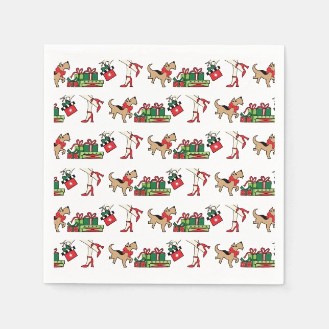 Sassy Dog Holiday Paper Napkins, Standard Cocktail Serviette (Vorderseite)